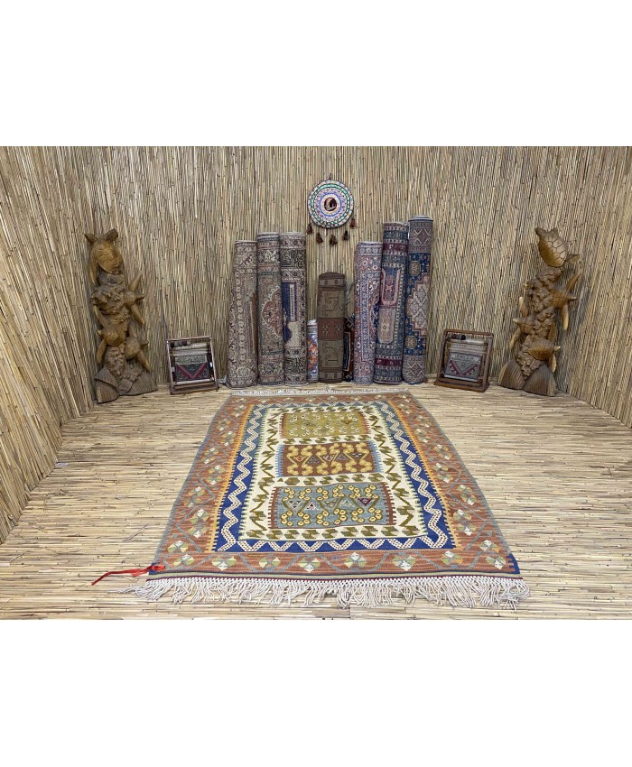 Handmade Turkish Kayseri Nomadic Original  Wool on Wool Kilim – FREE SHIPPING..!